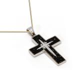 Black Swarovski Crystals Cross In Sterling Silver