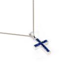 Blue Cubic Zirconia Cross In Sterling Silver
