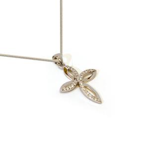 Elegant Sterling Silver Cross With Swarovski Crystals