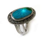 Oval Eilat Stone Ring With Marcasite