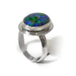Oval Eilat Stone Sterling Silver Ring