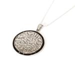 Shema Israel Pendant In Sterling Silver and Black Swarovski crystal
