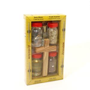 Holy Land Four Elements and Olive Wood Cross