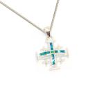 Sterling Silver Jerusalem Cross With Opal Stones