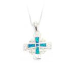 Sterling Silver Cross Pendant with Opal Stone
