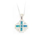 Jerusalem Cross In Sterling Silver And Opal Stones From The Holy Land
