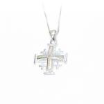 Jerusalem Cross Classy Pendant With White Opal Stones And Sterling Silver