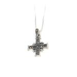 Sterling Silver Jerusalem Cross Pendant With Marcasite