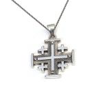 Medium Sterling Silver Jerusalem Cross Necklace In Sterling Silver