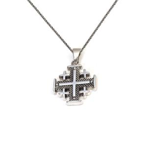 Beautiful Sterling Silver Jerusalem Cross Necklace
