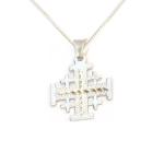 Jerusalem Cross Necklace With Textured Silver