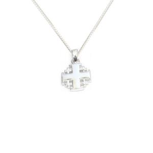 Simple Sterling Silver Jerusalem Cross Pendant